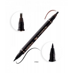 Make Over 22 2-In-1 Eyebrow And Eyeliner Pen - Black/Dark Brown - EY002 Make Over 22 2-In-1 Eyebrow And Eyeliner Pen - Black/Dark Brown - EY002