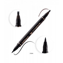 Make Over 22 2-In-1 Eyebrow And Eyeliner Pen - Black/Medium Brown- EY004 Make Over 22 2-In-1 Eyebrow And Eyeliner Pen - Black/Medium Brown- EY004