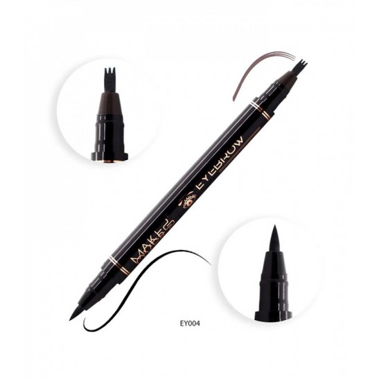 Make Over 22 2-In-1 Eyebrow And Eyeliner Pen - Black/Medium Brown- EY004