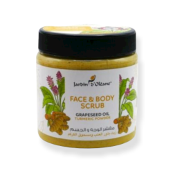 JARDIN OLEANE  FACE AND BODY SCRUB WITH GRAPESEED OIL AND TURMERIC POWDER - 500ml JARDIN OLEANE  FACE AND BODY SCRUB WITH GRAPESEED OIL AND TURMERIC POWDER - 500ml