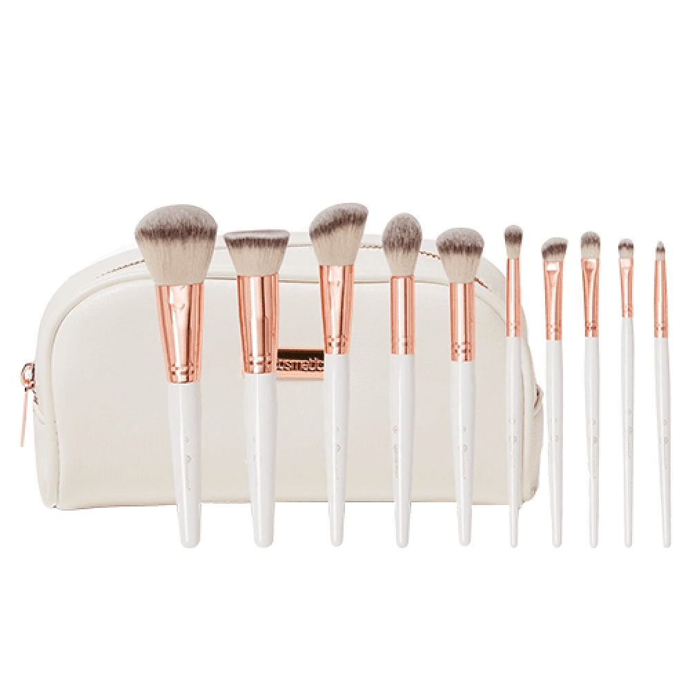 Bh Cosmetics Rose Romance Brush Set With Bag - 12 Pieces