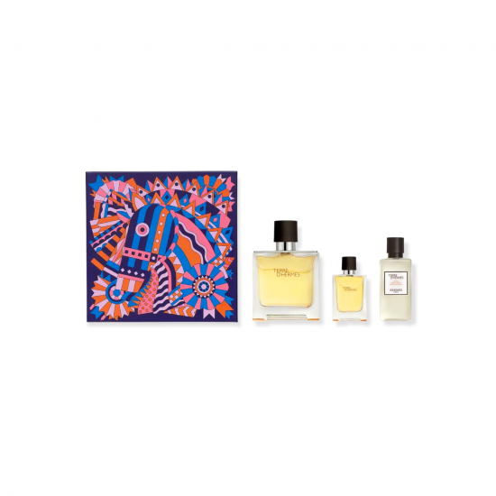 Hermes Terre D'Hermes Pure Perfume 75 Ml + 12.5 Ml + Afer Shave Lotion 40 Ml Gift Set