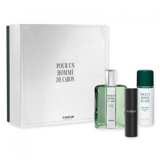Caron Pour Un Homme De Caron EDT 125 ml + Deodorant Spray 50 Ml + EDT Travel Spray 15 Ml Gift Set